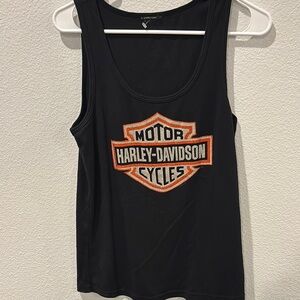 Harley-Davidson Black and Orange Logo Tank Top
